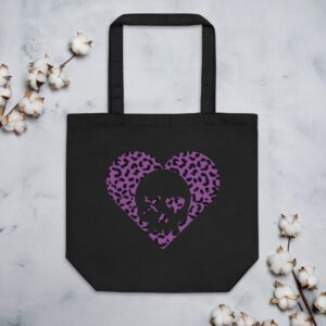 bolso-algodon-organico-corazon-calavera-leopardo-morado
