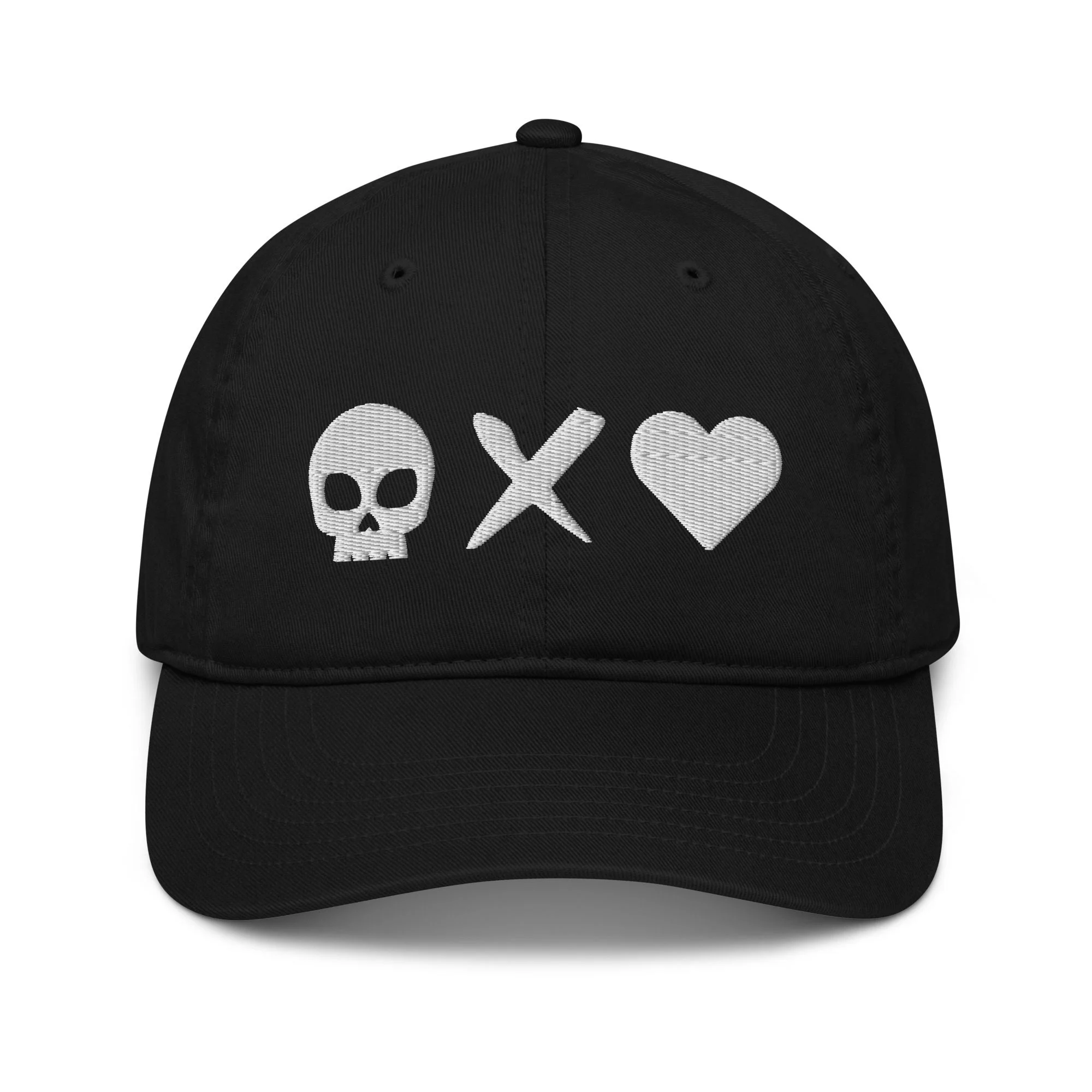 gorra-beisbol-algodon-organico-corazon-calavera-blanca