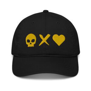 gorra-beisbol-algodon-organico-corazon-calavera-amarilla