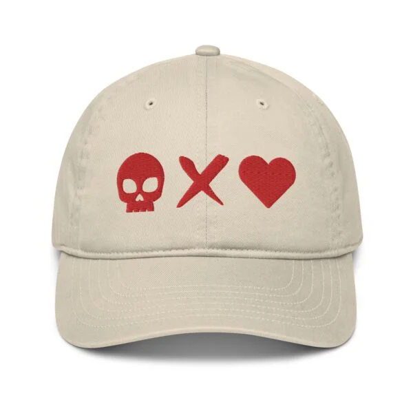 gorra-beisbol-algodon-organico-corazon-calavera-roja