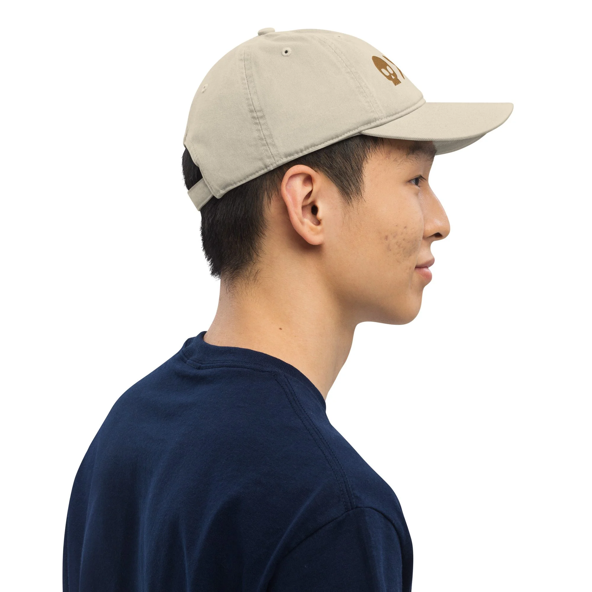 gorra-beisbol-algodon-organico-corazon-calavera-oro-viejo