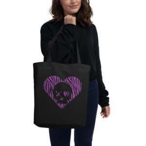 Bolso ecológico corazón calavera cebra morado