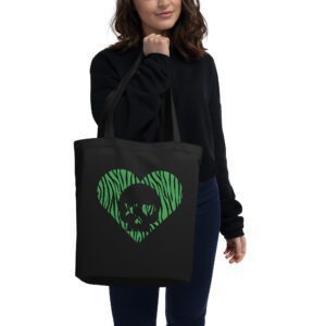 Bolso ecológico corazón calavera cebra verde