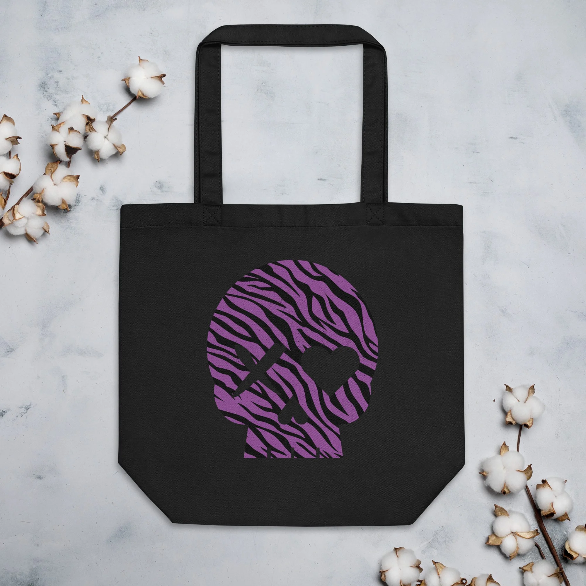 Bolso ecológico calavera cebra morada - Imagen 3