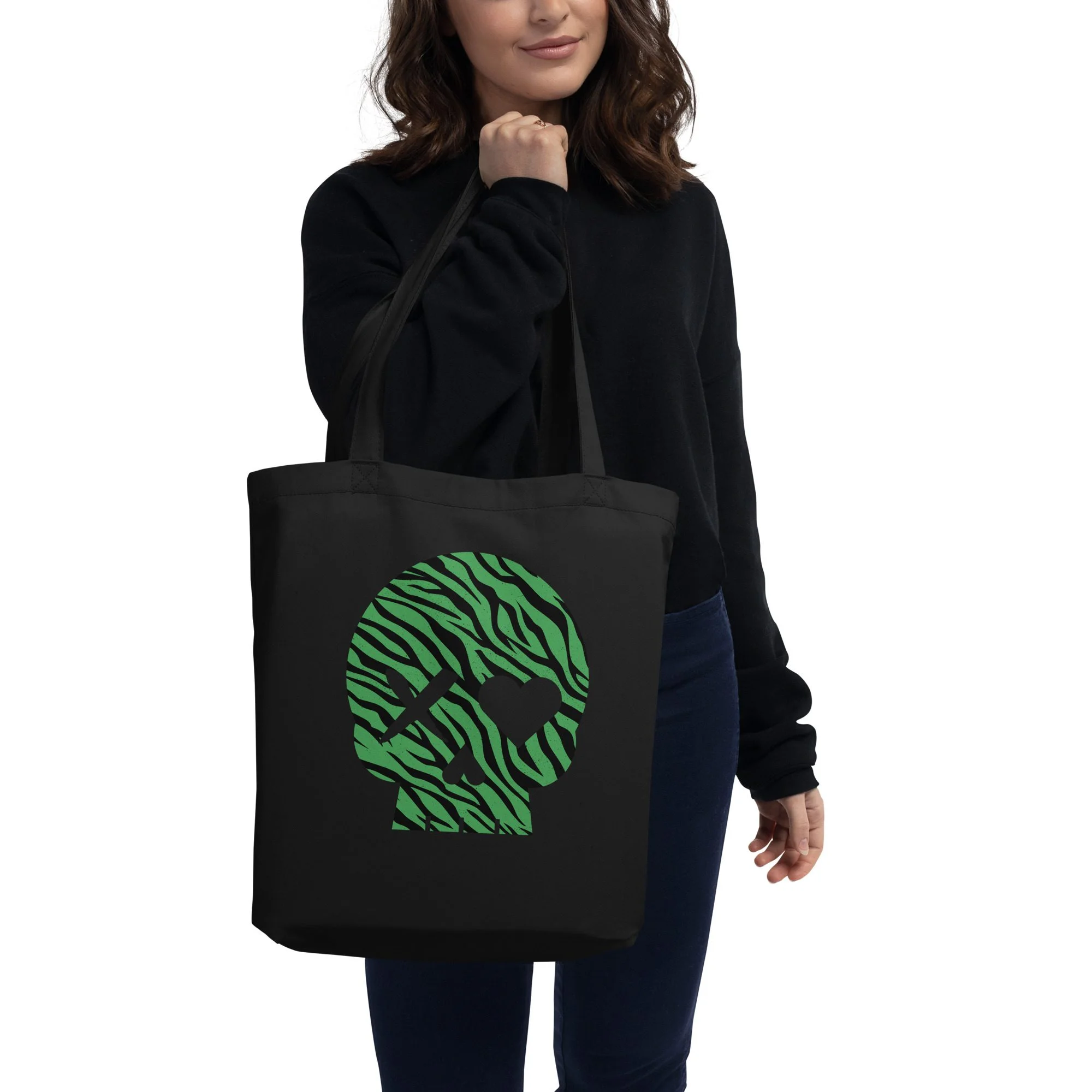 Bolso ecológico calavera cebra verde