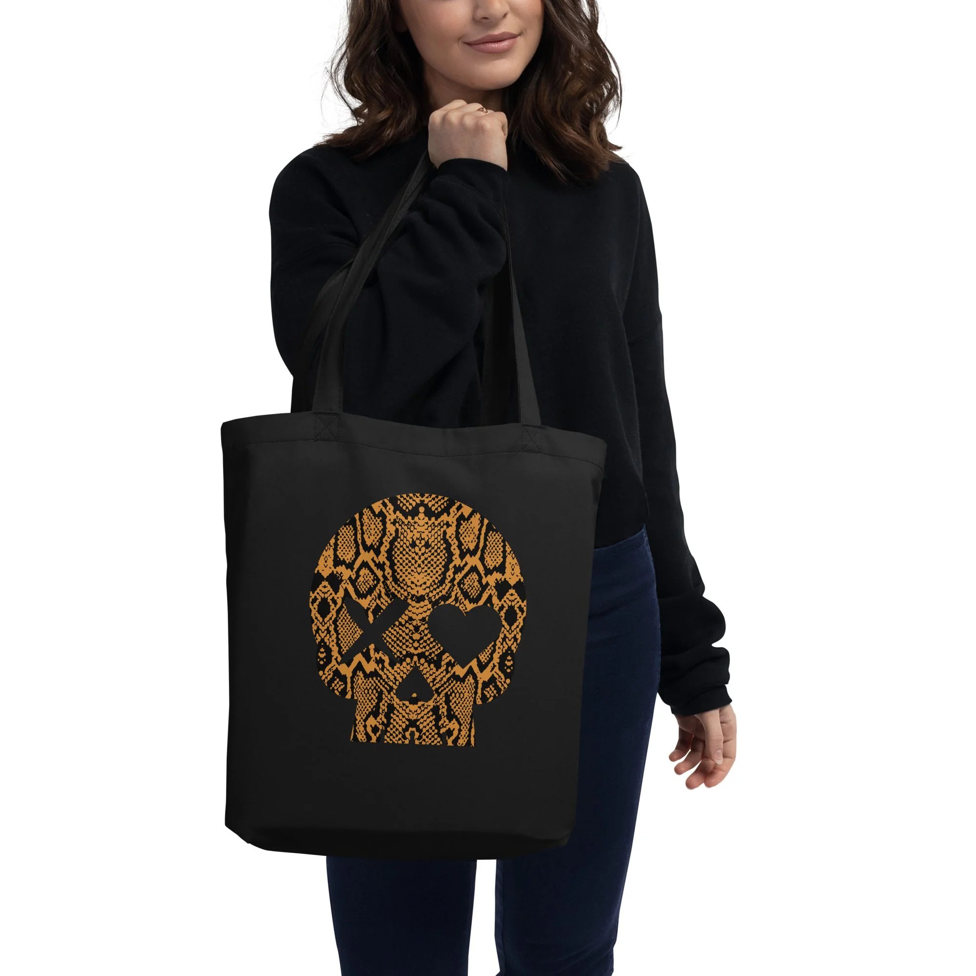 Bolso ecológico calavera serpiente naranja