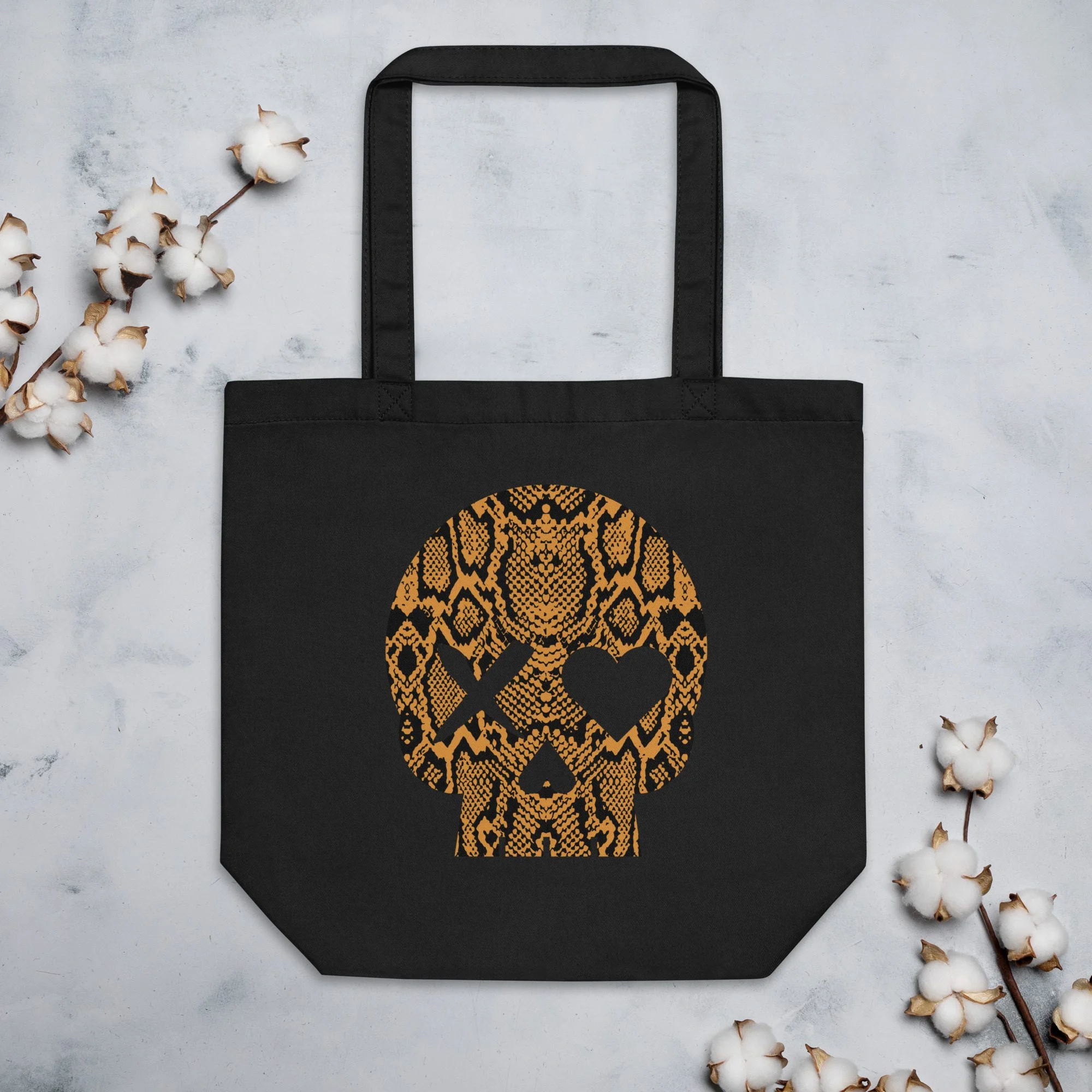 Bolso ecológico calavera serpiente naranja - Imagen 3