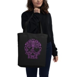 Bolso ecológico calavera serpiente morada