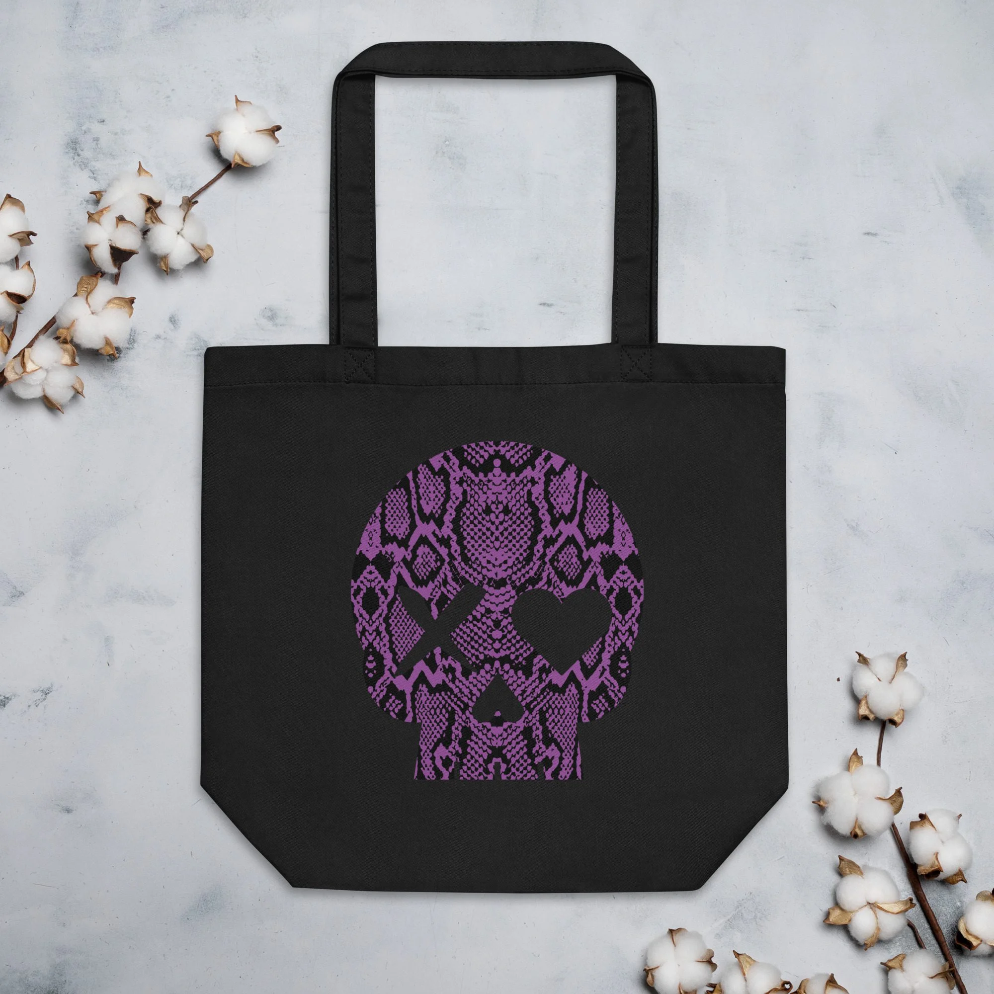 Bolso ecológico calavera serpiente morada - Imagen 3