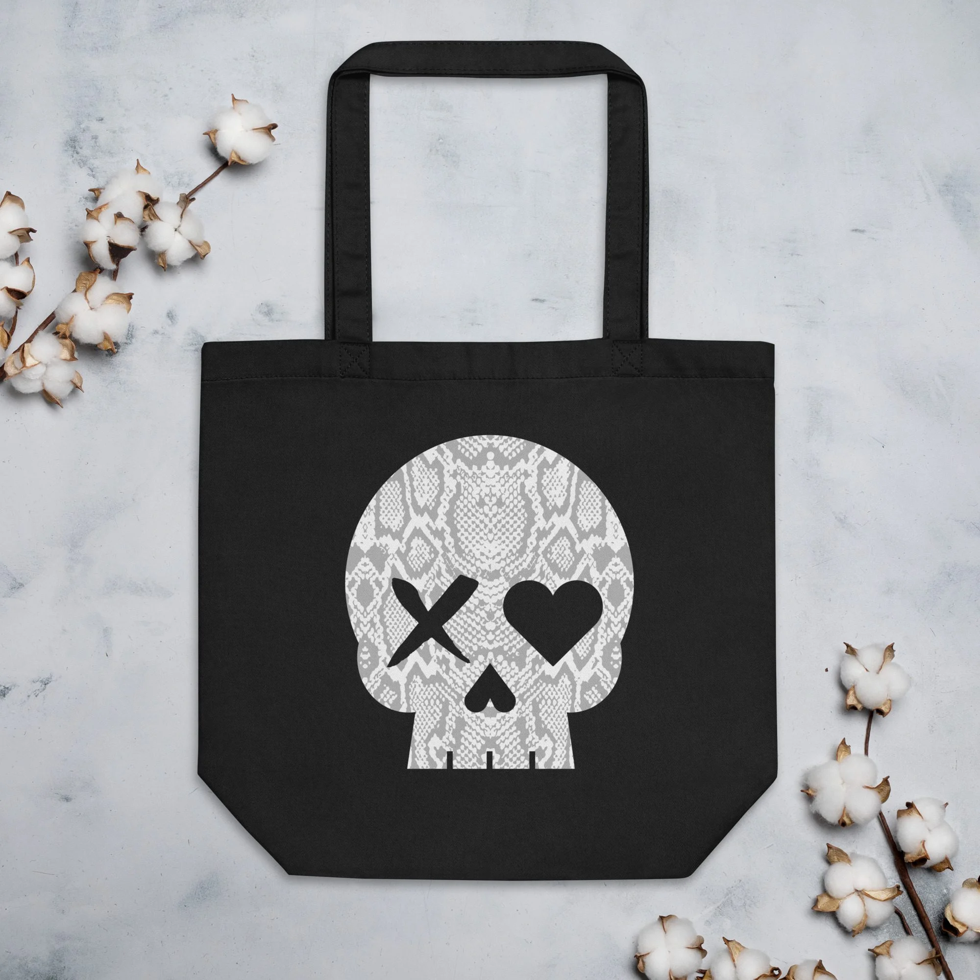 Bolso ecológico calavera serpiente gris - Imagen 3