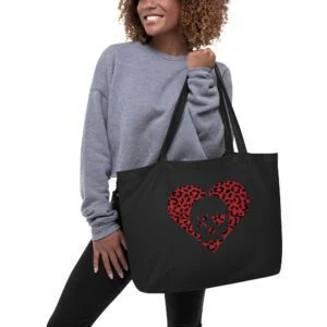 Bolso ecológico grande corazón calavera leopardo rojo