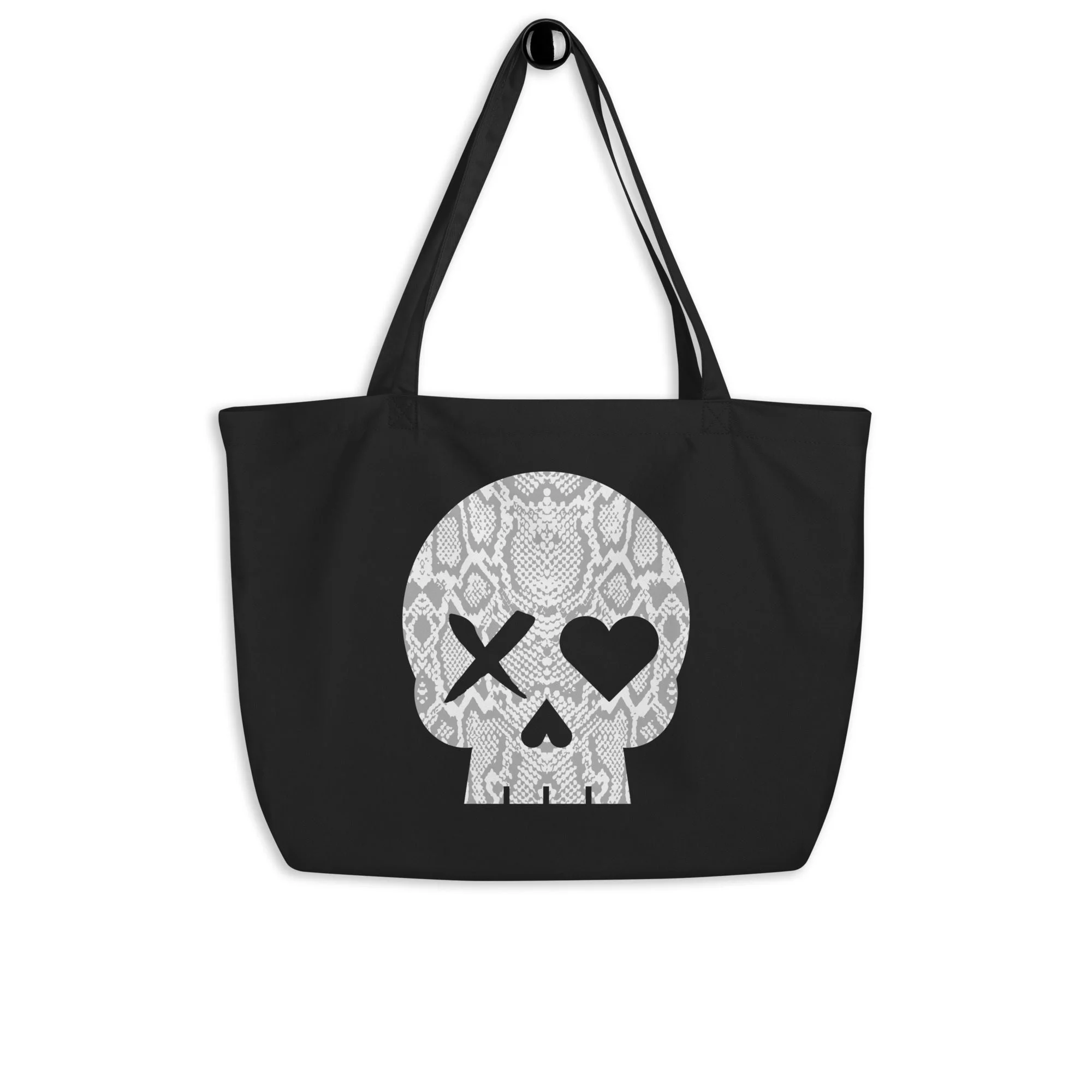 Bolso ecológico grande calavera serpiente gris - Imagen 2