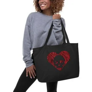 Bolso ecológico grande corazón calavera cebra rojo
