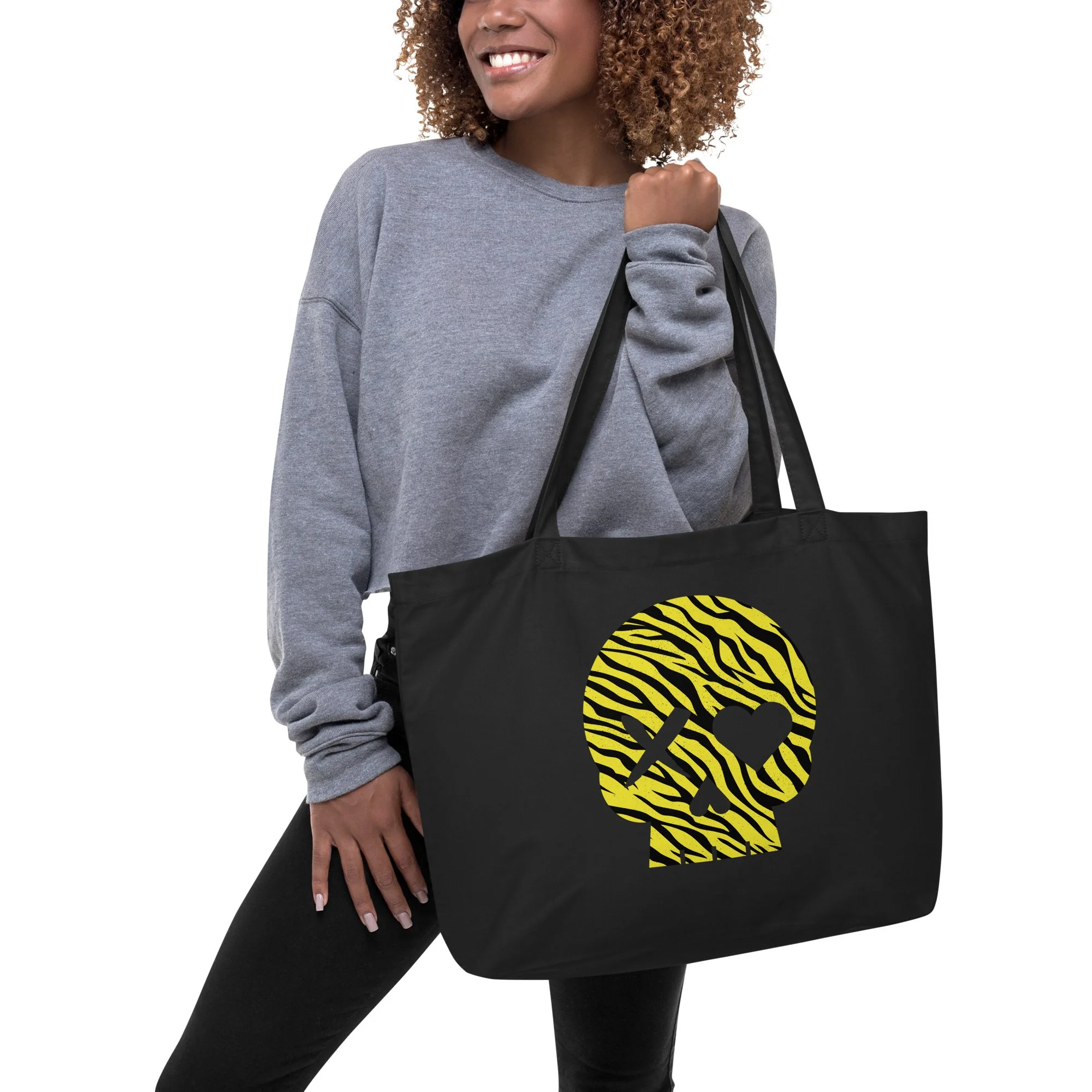 Bolso ecológico grande calavera cebra amarilla