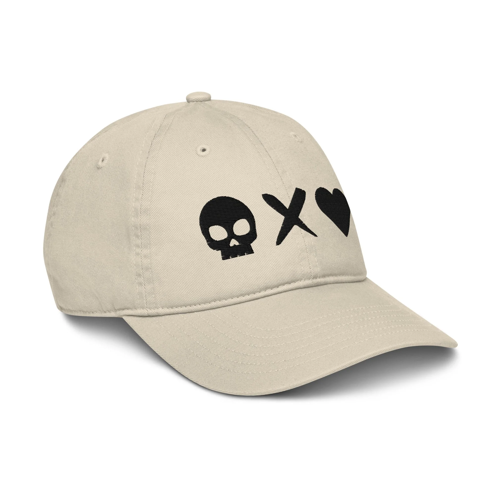 Gorra béisbol beige calavera x corazón negra - Imagen 3