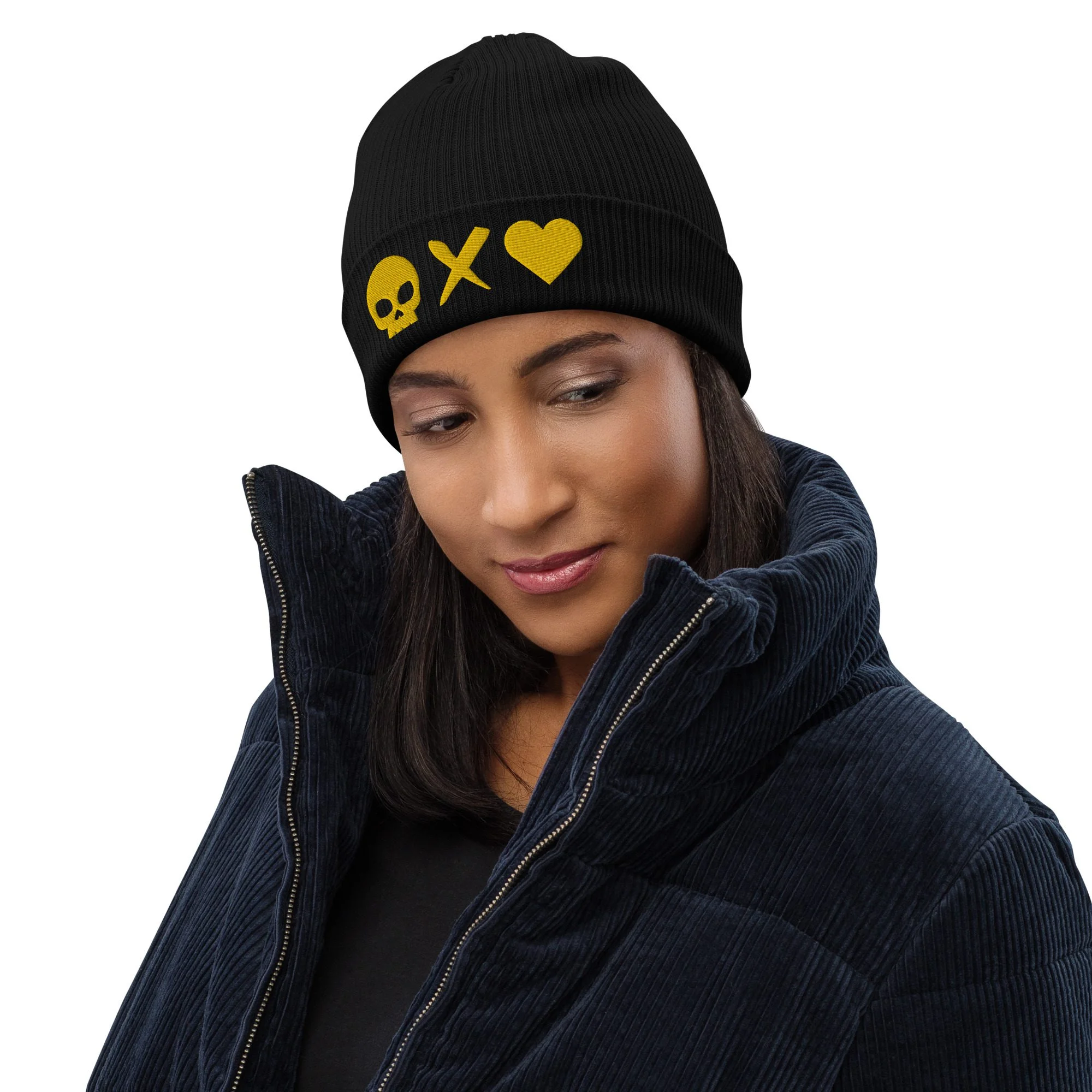 Gorro calavera x corazón amarillo - Imagen 2