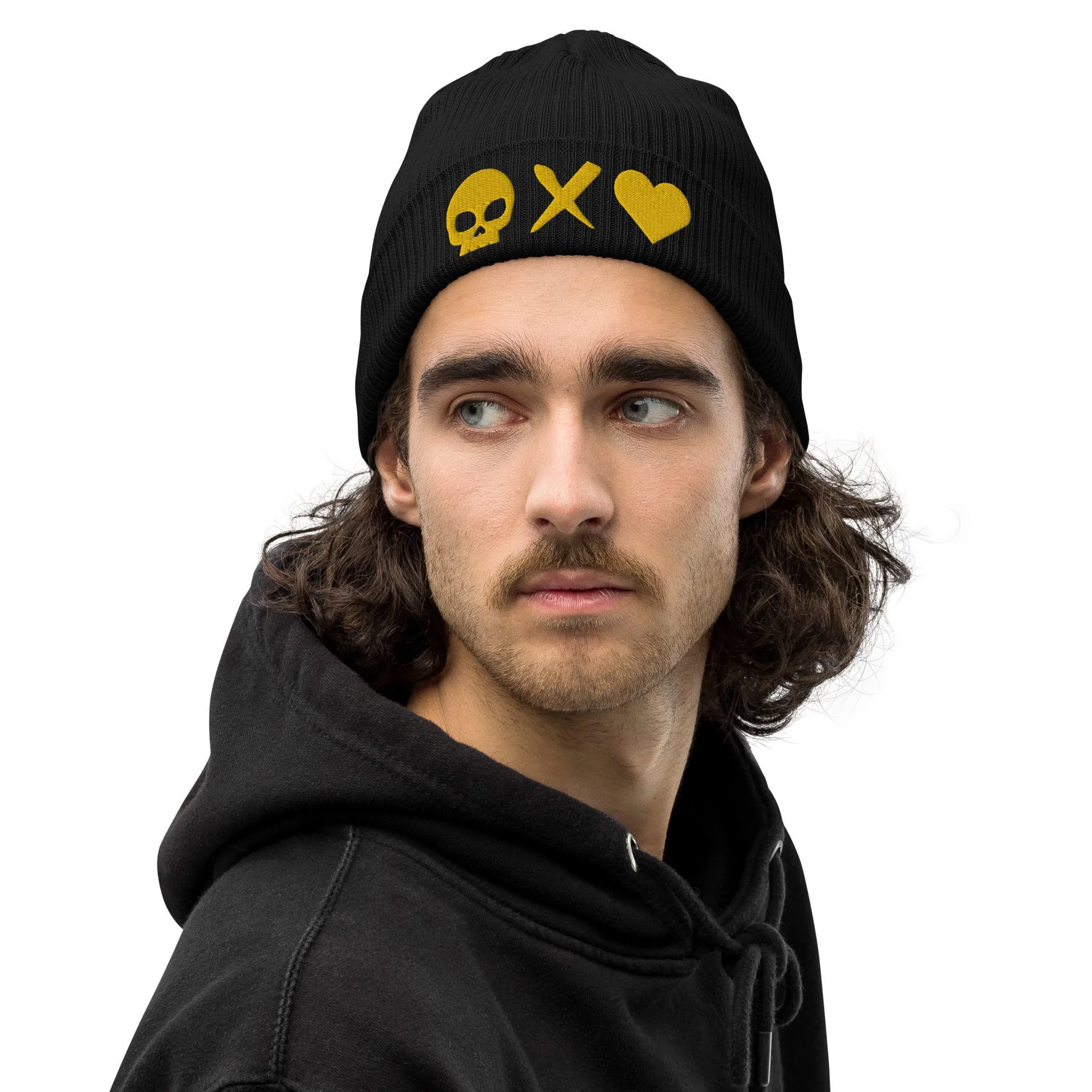 Gorro calavera x corazón amarillo - Imagen 3