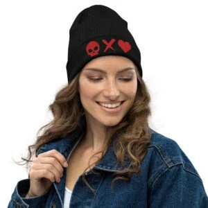 Gorro calavera x corazón rojo