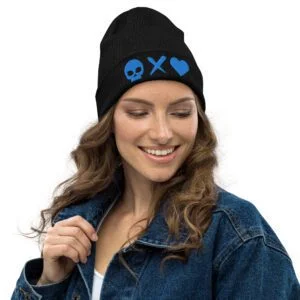 Gorro calavera x corazón azul