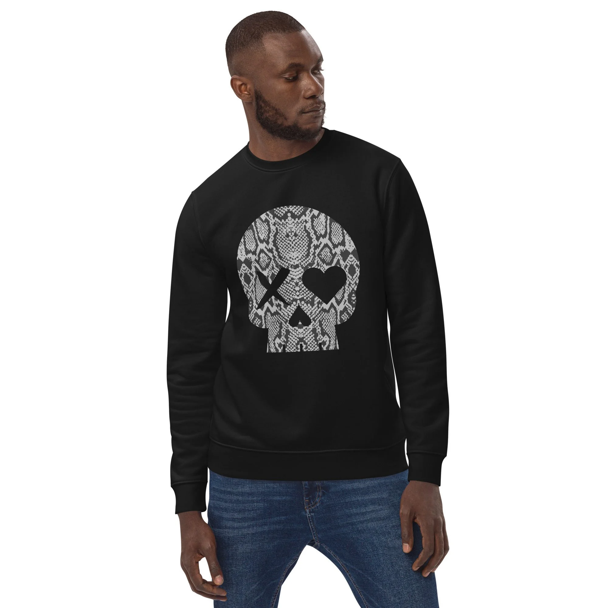 Sudadera unisex calavera serpiente gris - Imagen 3