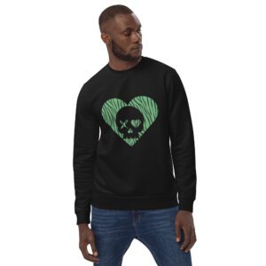 Sudadera unisex corazón calavera cebra verde