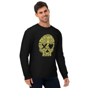 Sudadera unisex calavera serpiente amarilla