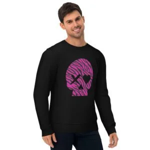 Sudadera unisex calavera cebra rosa