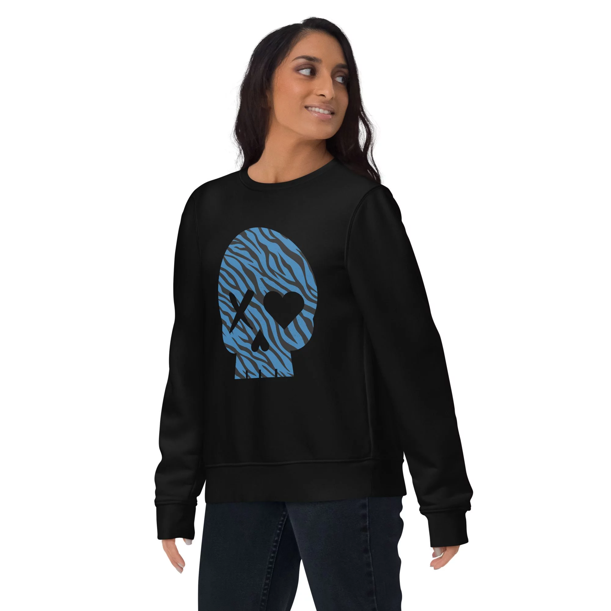 Sudadera unisex calavera cebra azul - Imagen 2