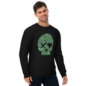 Sudadera unisex calavera cebra verde