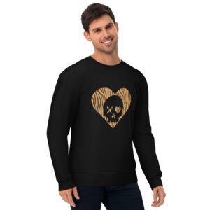 Sudadera unisex corazón calavera cebra naranja
