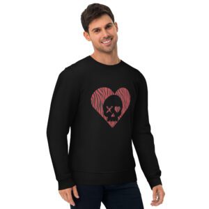 Sudadera unisex corazón calavera cebra roja