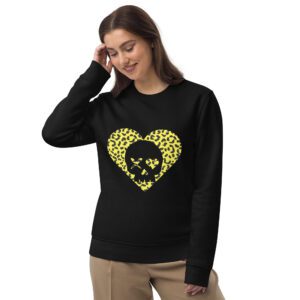 Sudadera unisex corazón calavera leopardo amarillo