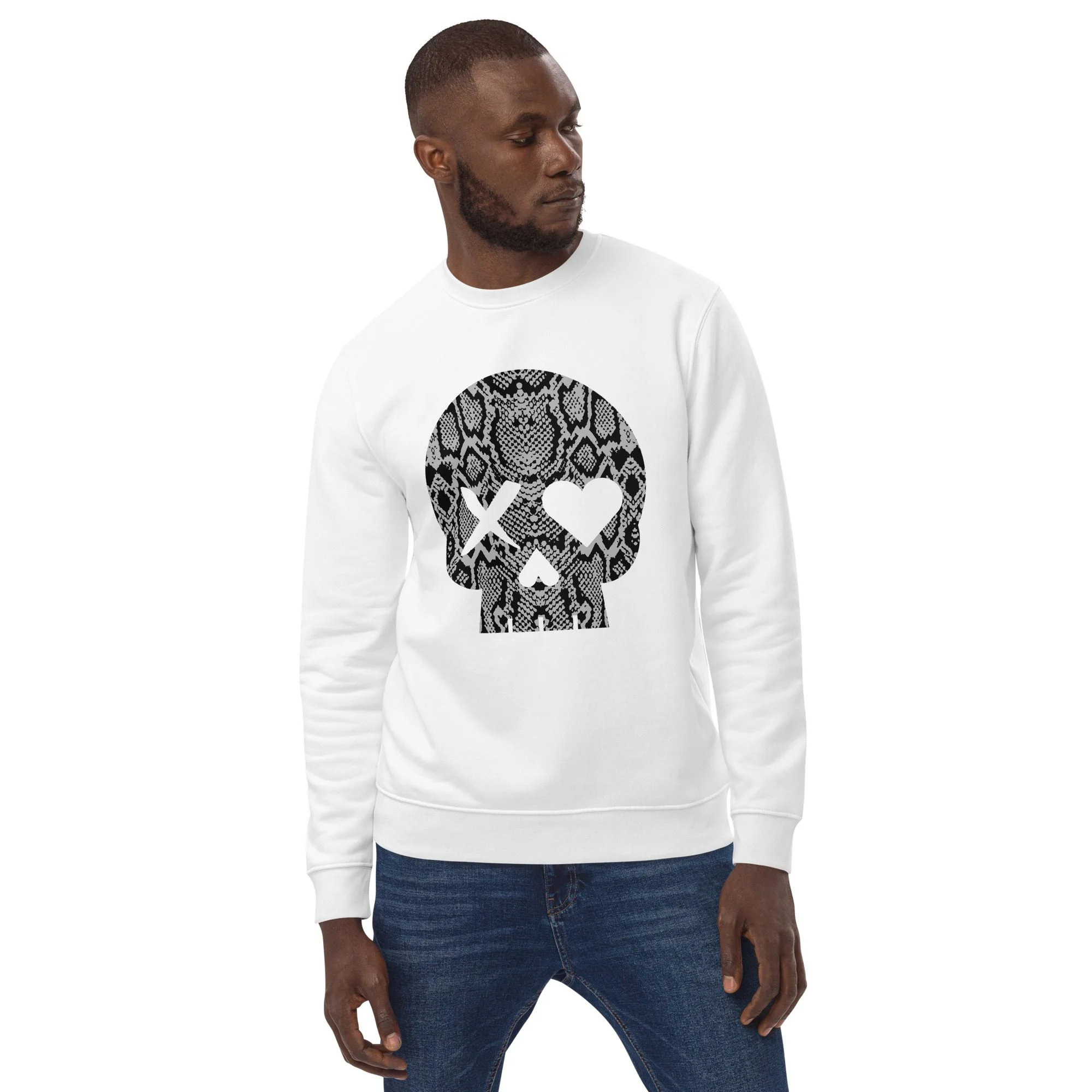 Sudadera unisex calavera serpiente gris - Imagen 4