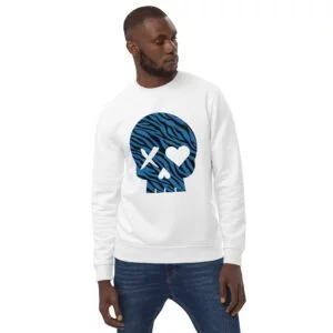 Sudadera unisex calavera cebra azul