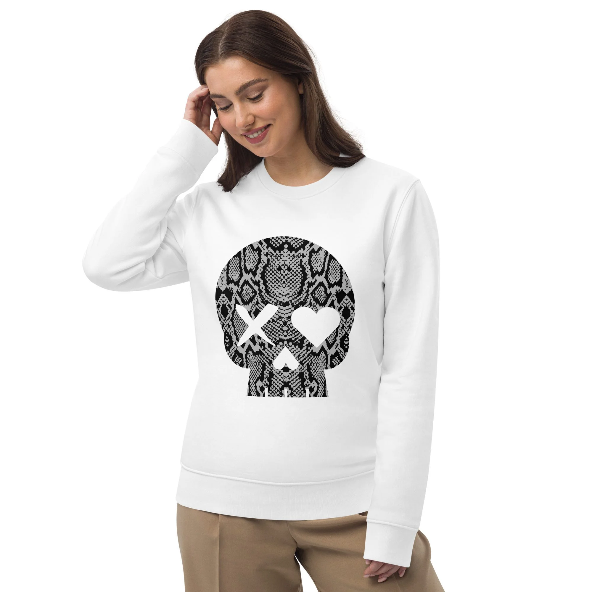 Sudadera unisex calavera serpiente gris - Imagen 2
