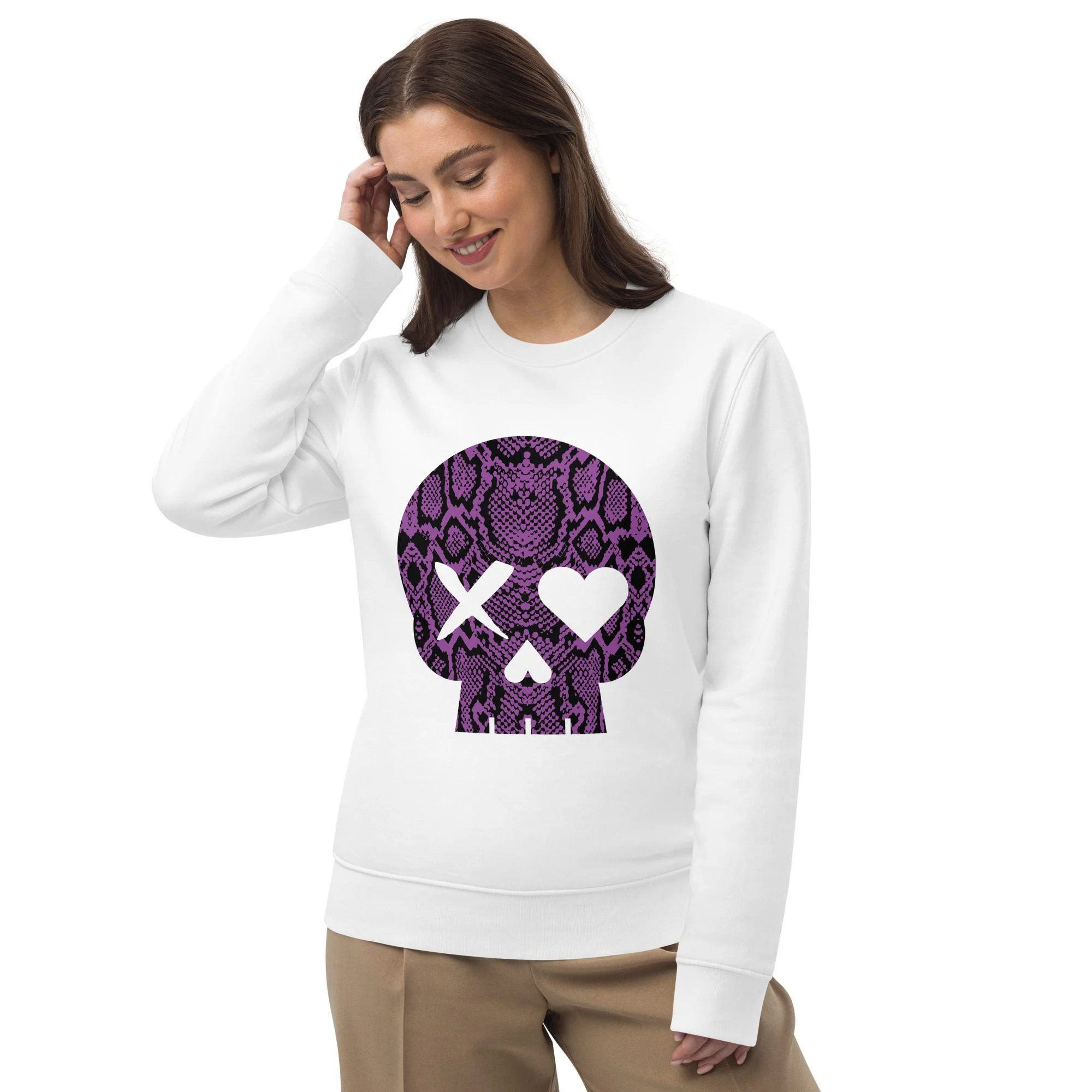 Sudadera unisex calavera serpiente morada - Imagen 3