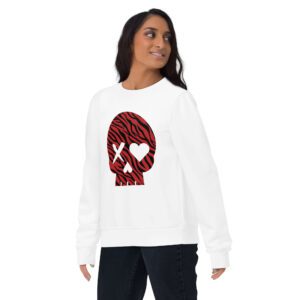 Sudadera unisex calavera cebra roja