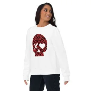 Sudadera unisex calavera cebra roja