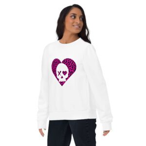 Sudadera unisex corazón calavera leopardo rosa