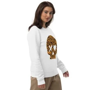 Sudadera unisex  calavera cebra naranja