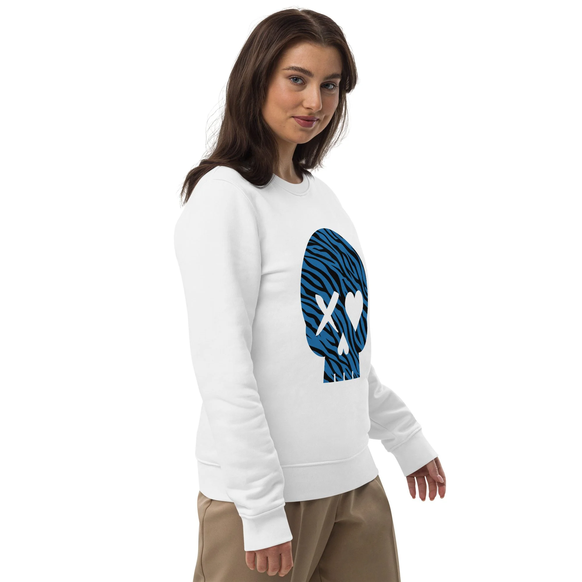Sudadera unisex calavera cebra azul - Imagen 3