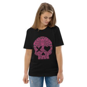 camiseta unisex calavera serpiente rosa