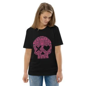 camiseta unisex calavera serpiente rosa