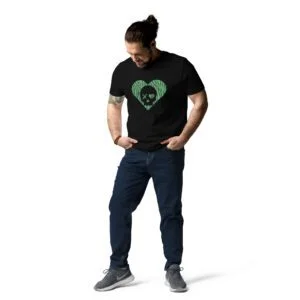 camiseta unisex corazón calavera cebra verde