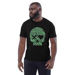 camiseta unisex calavera cebra verde