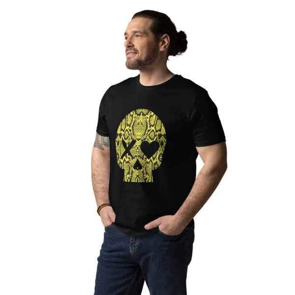 camiseta unisex calavera serpiente amarilla