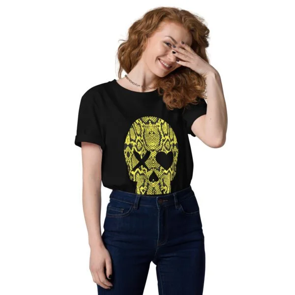 camiseta unisex calavera serpiente amarilla - Imagen 3