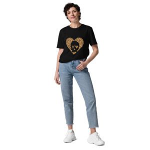 camiseta unisex corazón calavera leopardo naranja