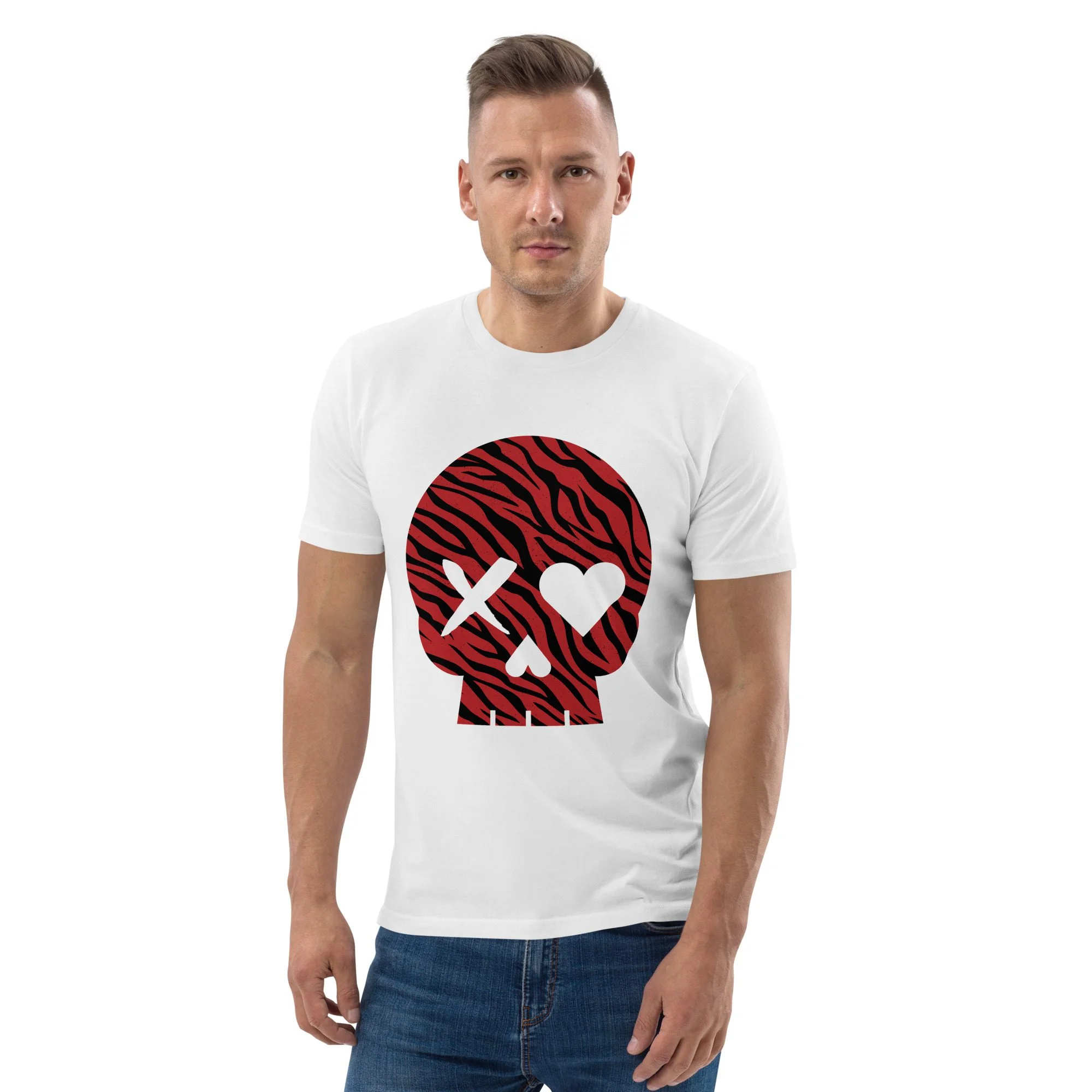 camiseta unisex calavera cebra roja - Imagen 3