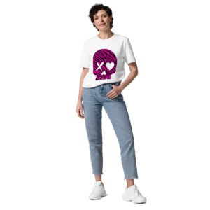 camiseta unisex calavera cebra rosa